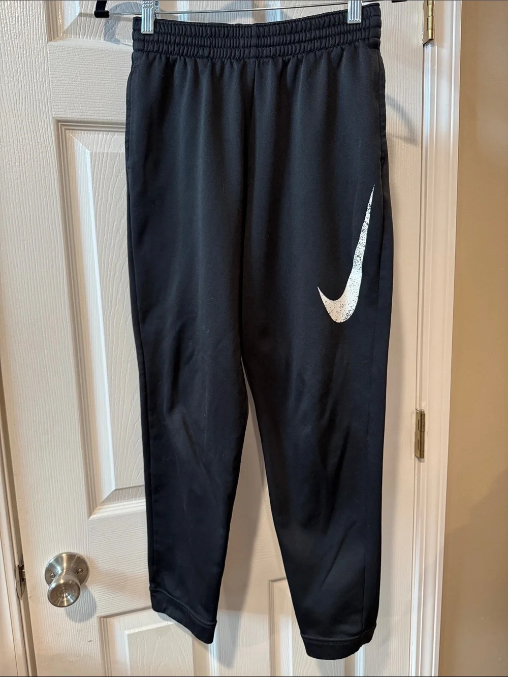Nike Kids Black Jogger Sweatpants with Silver Swoosh